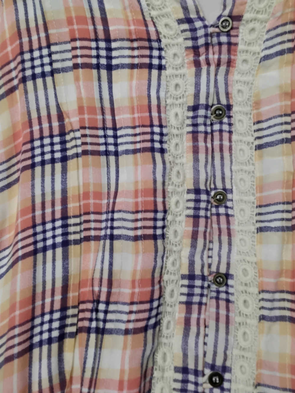3988 Size Large entro Pink Lavender Plaid Tunic Shirt - Picture 4 of 7